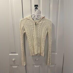 tommy jeans cream knitted jacket